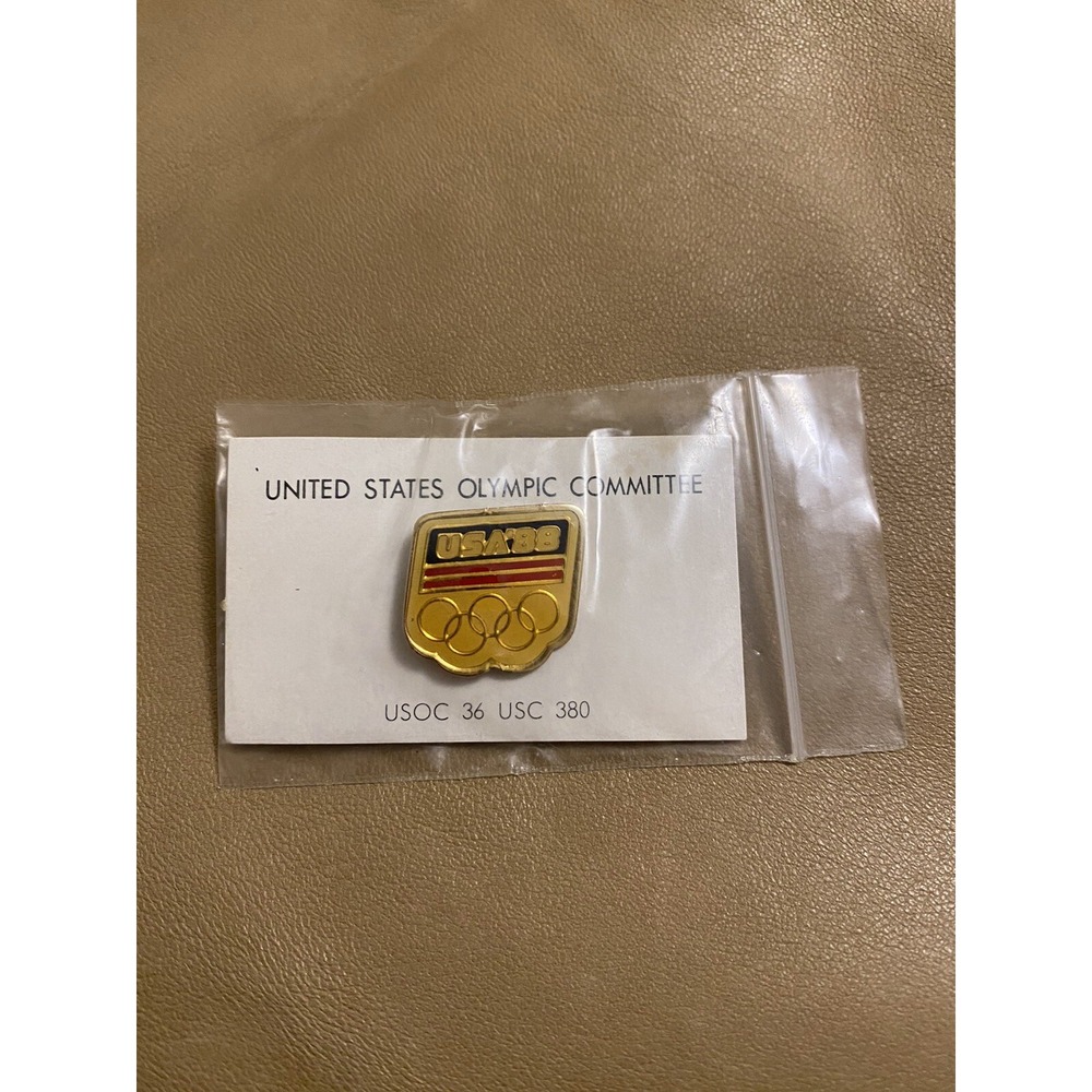 VINTAGE USA '88 OLYMPIC PIN GOLD TONE USOC 36 USC 380 HAT PIN LAPEL TIE TACK